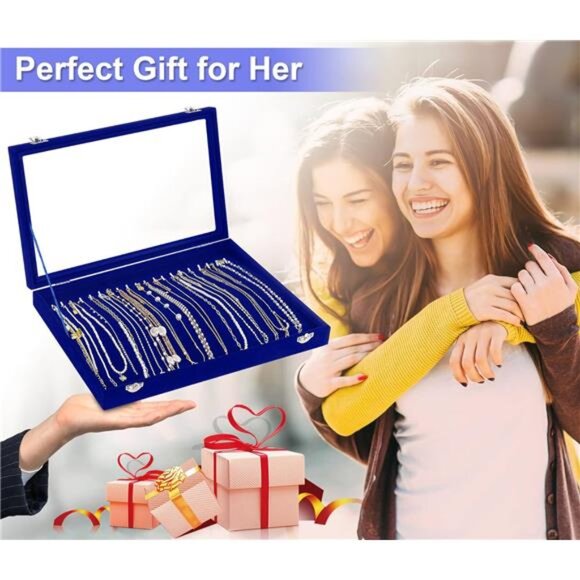 Jewelry DisplayBox For Necklace Organizer,Velvet Necklace StorageTray For Drawer - Picture 3 of 7